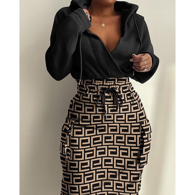 Women's Midi Dress Hoodie Dress Casual Dress Sheath Dress Fashion Modern Casual Daily Weekend Fall Dress Regular Fit Graphic Print Long Sleeve Deep V White Pink Blue Green Fall Winter Autumn4