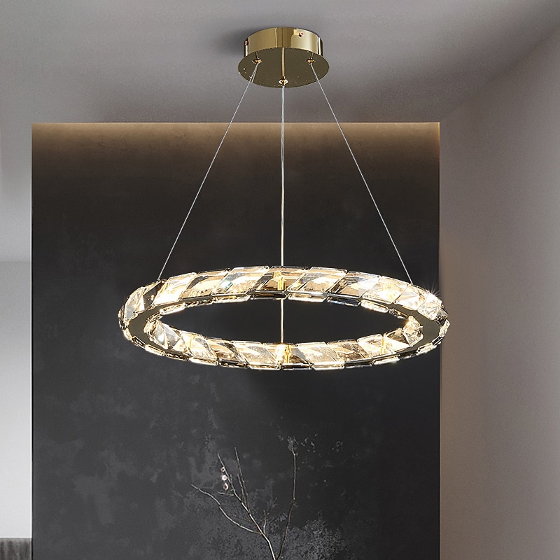 LED Pendant Light 1-Ring Chandelier Adjustable Stainless Steel Finish Luxurious Modern Style Dining Room Bedroom Pendant Lamps 110-240V2