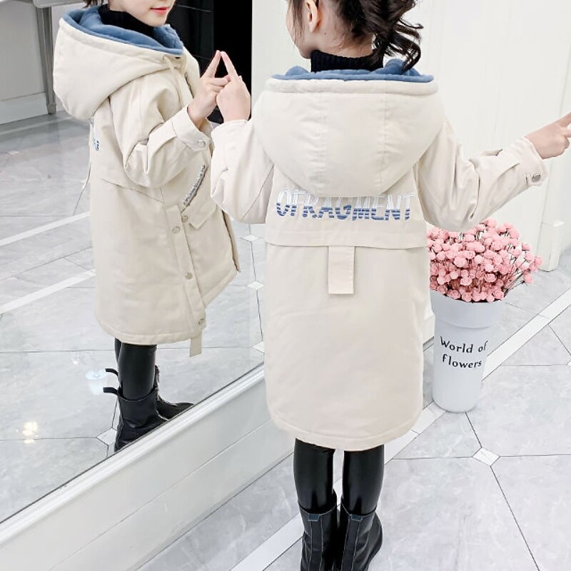 Kids Girls' Parka Letter Adorable School Coat Outerwear 7-13 Years Fall Pink Beige 6