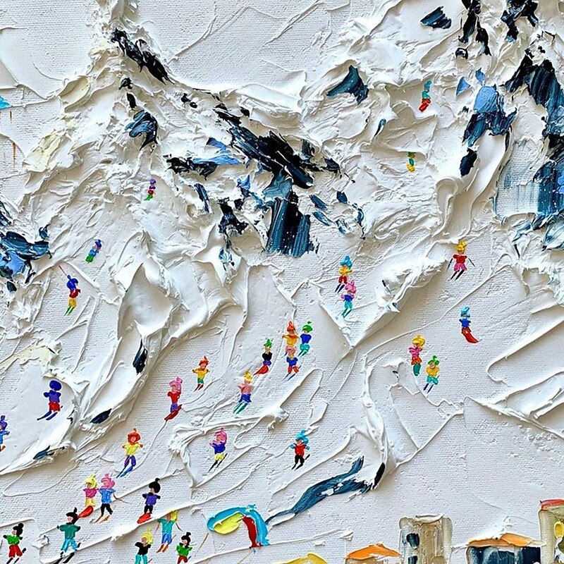 Handmade Oil Painting Canvas Wall Art Decoration Modern Abstract Ski Sports Landscape for Home Decor Rolled Frameless Unstretched Painting2