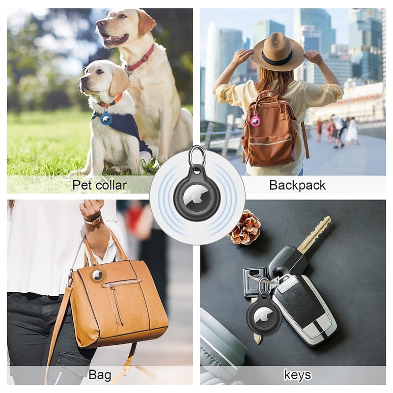 IP68 Waterproof AirTag Holder Case – Shockproof 360° Full Body Protective Keychain Cover with Metal Ring for Apple AirTag, Ideal for Pets, Keys, Bags, and Backpacks 2 Pack3