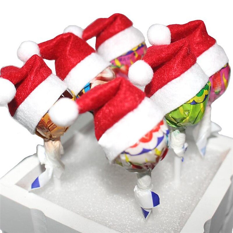 10Pcs Christmas Decorations Tableware Holder Bag Christmas Hat Tableware Fork Knife Cutlery Bag Xmas Home Decor Christmas Ornament3