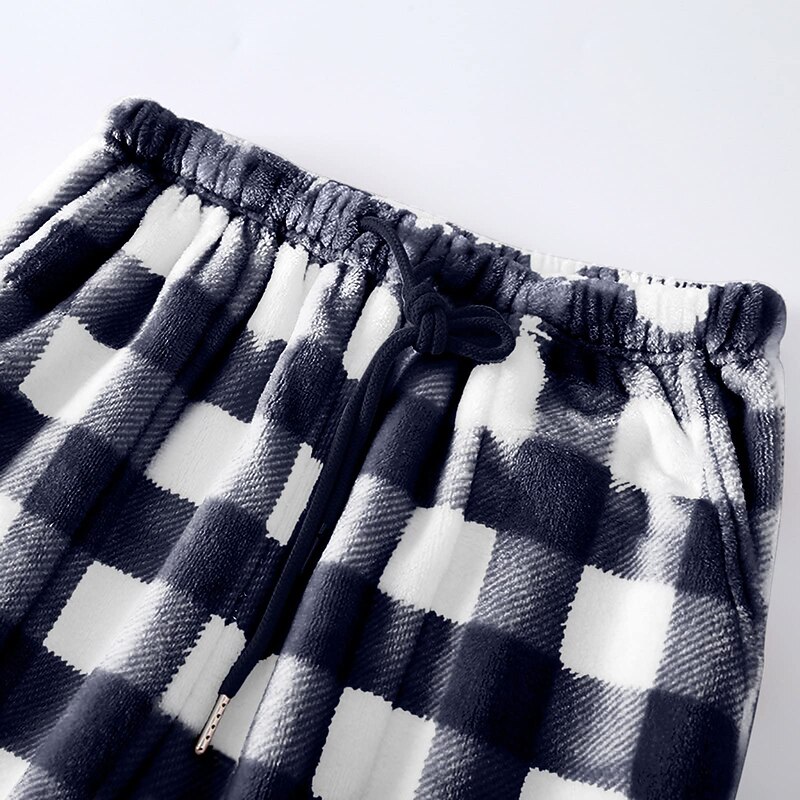 Women's Pajamas Pants Nighty Pjs 1 PCS Grid / Plaid Fashion Simple Comfort Party Home Bed Flannel Warm Breathable Long Pant Elastic Waist Print Pocket Fall Winter Home Outfits 19