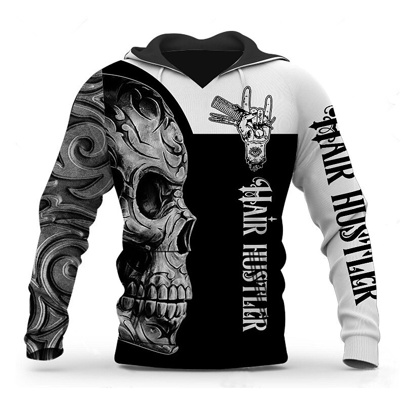 Men's Graphic Skull Camouflage Hoodie Hoodies Sweatshirt Streetwear Designer Long Sleeve Hooded Sports & Outdoor Daily Black Green Print Spring &  Fall Designer4