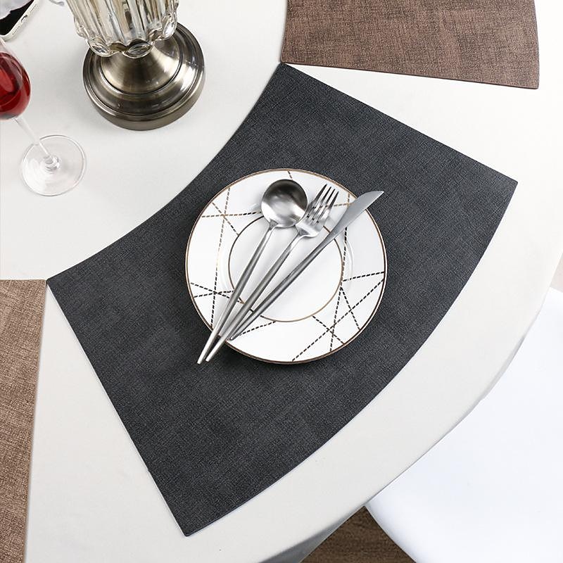Faux Leather Round Table Placemats 1PC, Wedge Placemats Heat Resistant Round Table Mats for Dining Table, Waterproof Wipeable PU Table Mats3