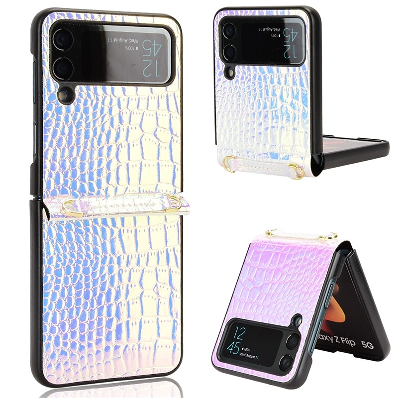 Phone Case For Samsung Galaxy Z Flip 7 Z Flip 5 Z Flip 4 Z Flip 3 Flip Portable Flip Full Body Protective Color Gradient PC PU Leather3