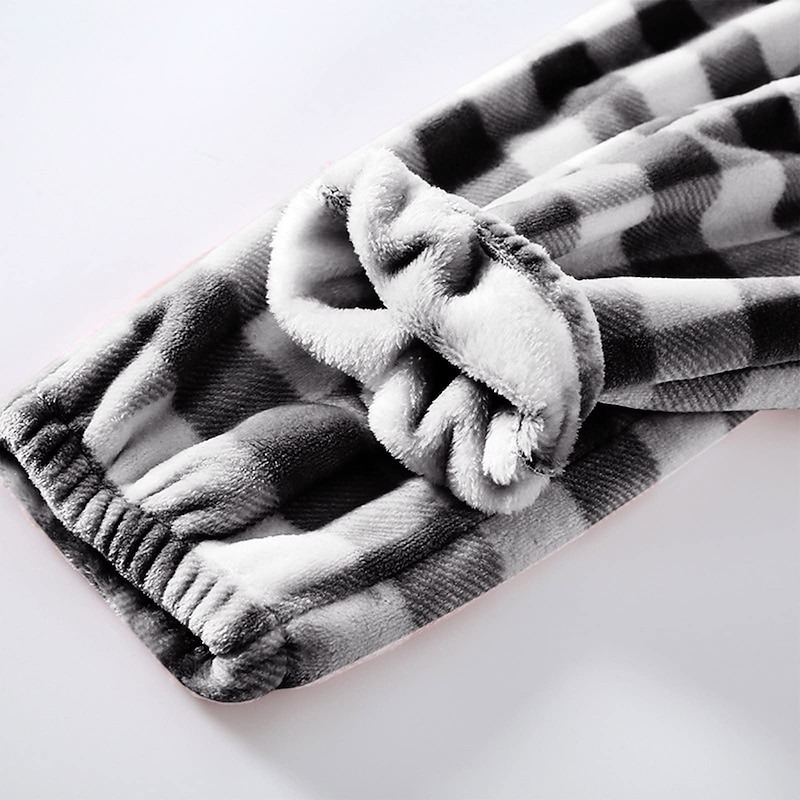 Women's Pajamas Pants Nighty Pjs 1 PCS Grid / Plaid Fashion Simple Comfort Party Home Bed Flannel Warm Breathable Long Pant Elastic Waist Print Pocket Fall Winter Home Outfits4