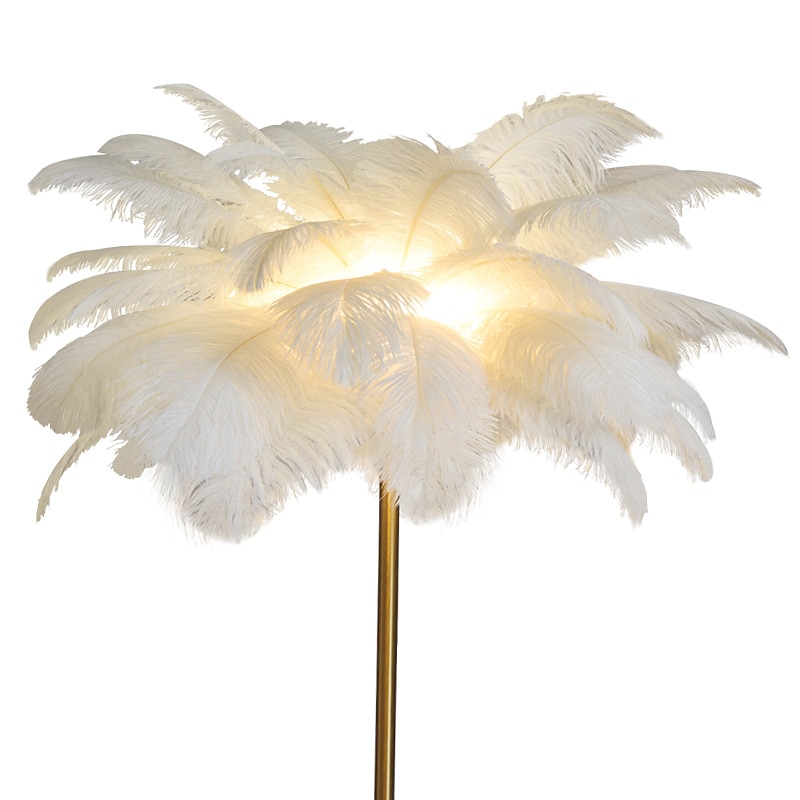 Floor Light Standing Reading Lamp Modern Ostrich Feather Gold Floor Lamp Metal Bronze Nordic Standing Lamp Villa Hotel Decor Lighting Bedroom Bedside Floor Lamp Christmas gift4