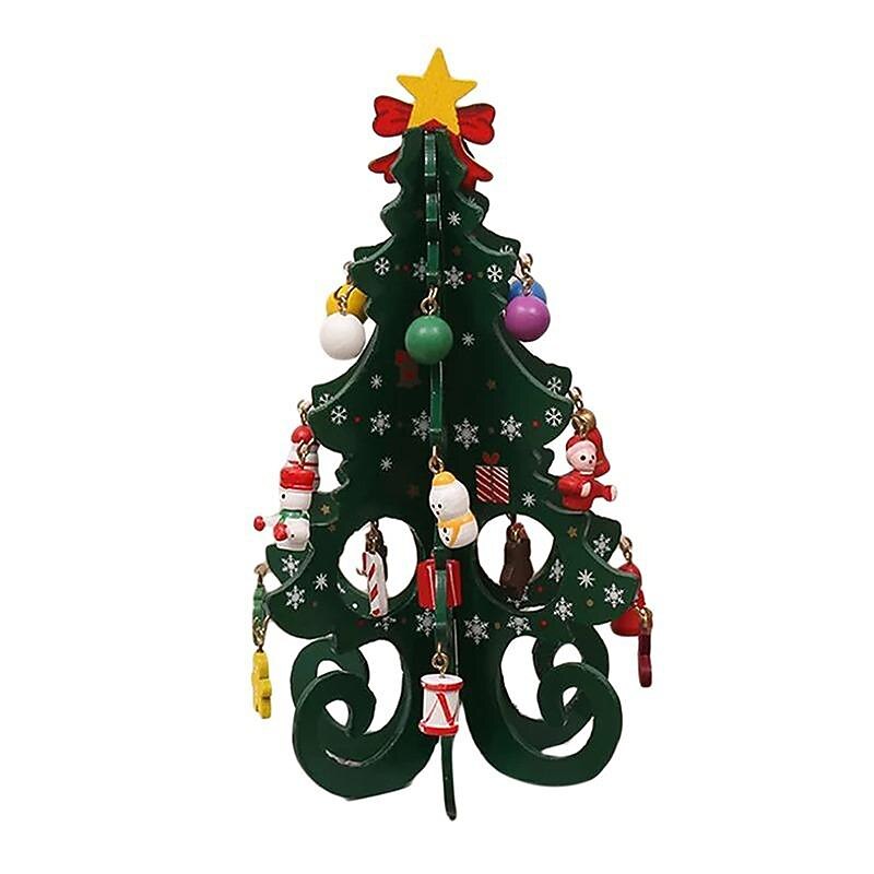 Wooden Christmas Tree Christmas Gift Six-Piece Tree With A Set Of Small Pendants Christmas Ornaments Gift Decorations2