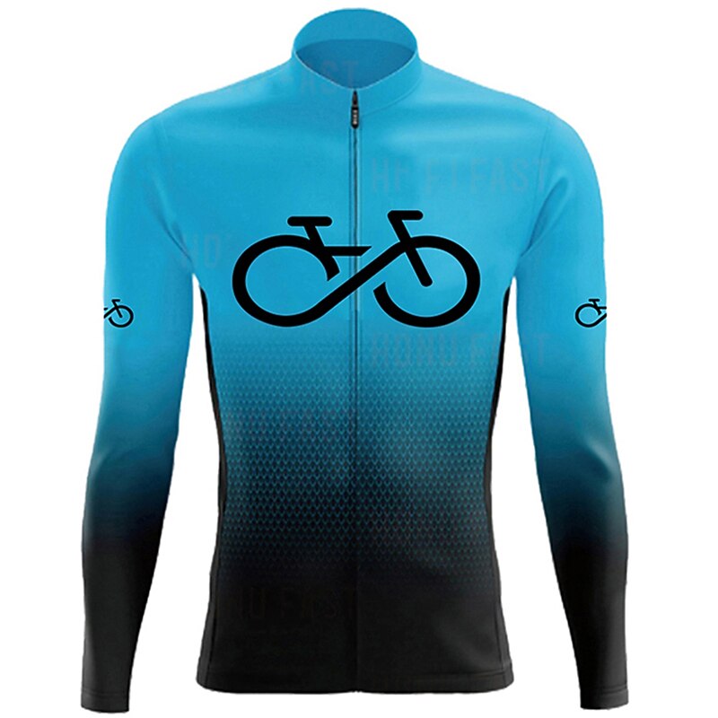 Men's Cycling Jersey Gradient Funny Long Sleeve Bike Jersey Top with 3 Rear Pockets Mountain Bike MTB Road Bike Cycling Quick Dry Reflective Strips Back Pocket Moisture Wicking Sports Black Yellow Red3