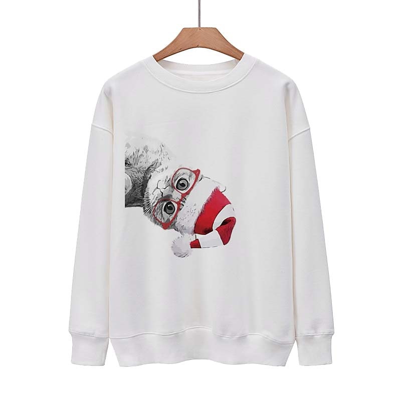 Christmas Cat Ugly Christmas Sweater / Sweatshirt Hoodie Pullover Adults' Women's Christmas Cosplay Christmas Christmas Carnival Masquerade Easy Carnival Costume4