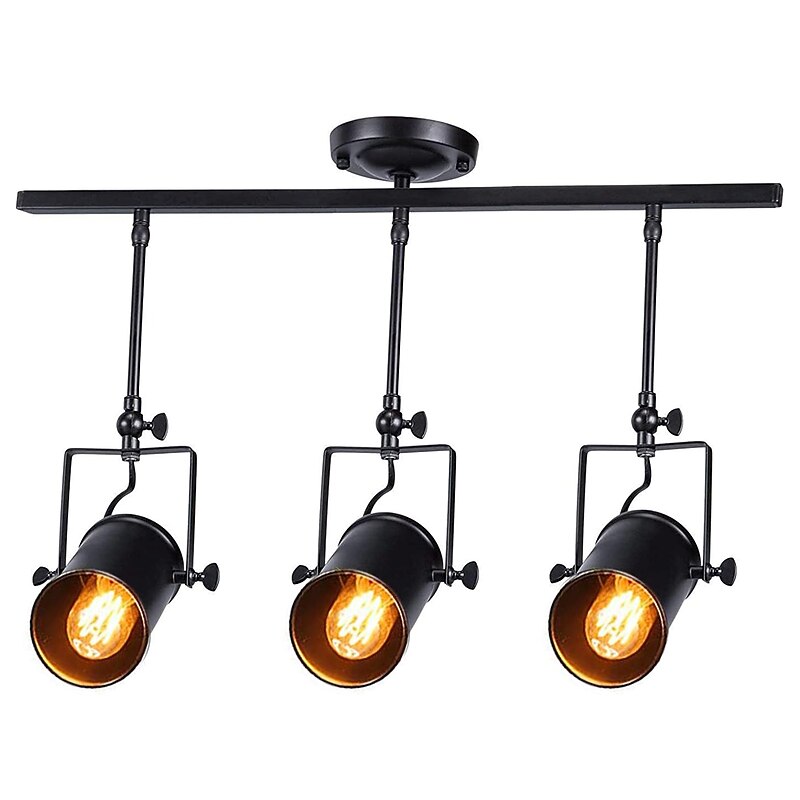 LED Ceiling Spotlight Retro Vintage Ceiling lights E27 Downlight, 2-lights Round Design Black Iron Lampshade, Rotatable Adjustable Industrial Wind Spotlights3