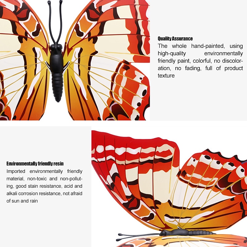 3 Pieces 3D Artificial Butterfly for Garden Decorations Fake Simulation Butterfly Stakes Yard Plant Lawn Decor Outdoor Art Ornaments2