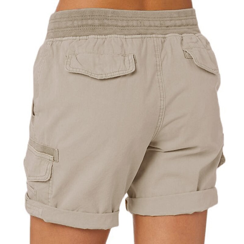 Women's Drawstring Elastic Waist Ripstop Breathable Quick Dry Light Blue Dark Khaki grey blue turmeric Summer Spring3