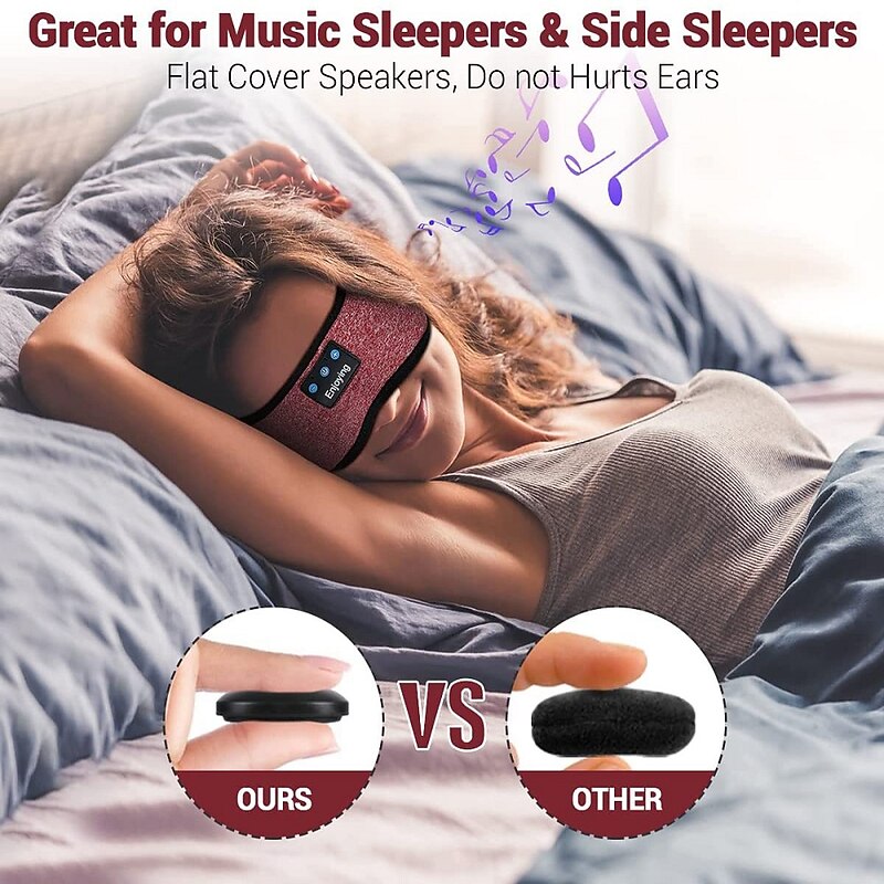 Sleep Headphones Bluetooth Headband Wireless Music Eye Mask Thin Stereo Speakers Mic Handsfree Music Earbuds for Side Sleepers Running Insomnia Travel Yoga Sleeping Band3