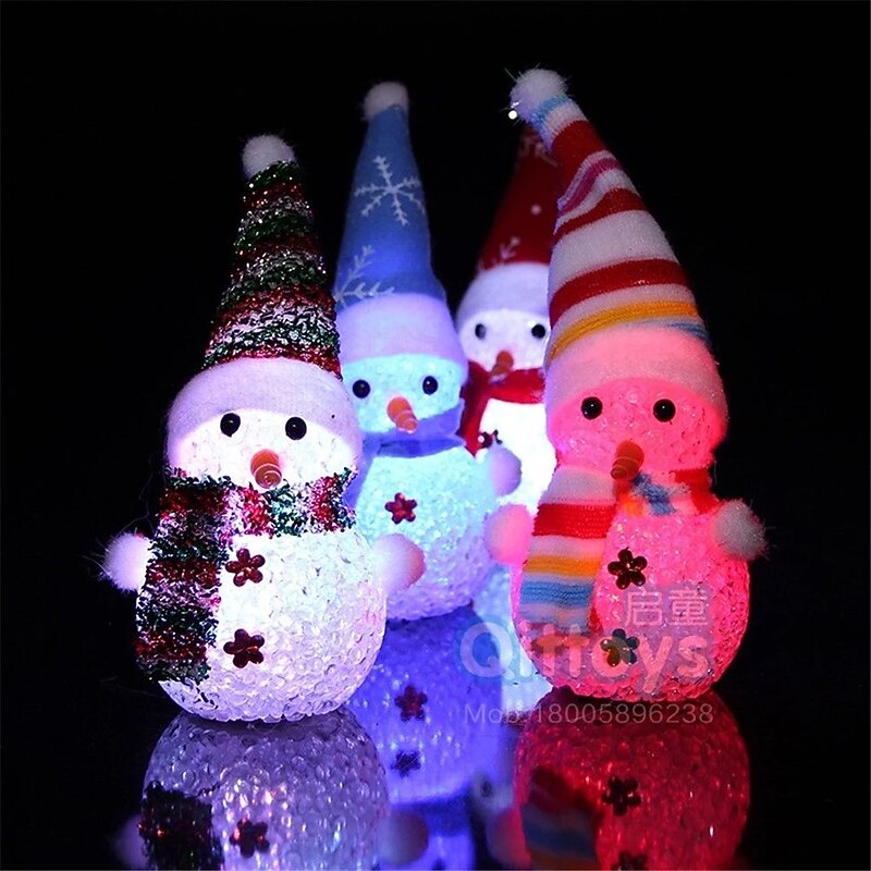 Multicolor Led Luminous Snowman Ornaments Christmas Pendant Christmas Crystal Lamp Nightlight Merry Christmas Gift Noel Goods2