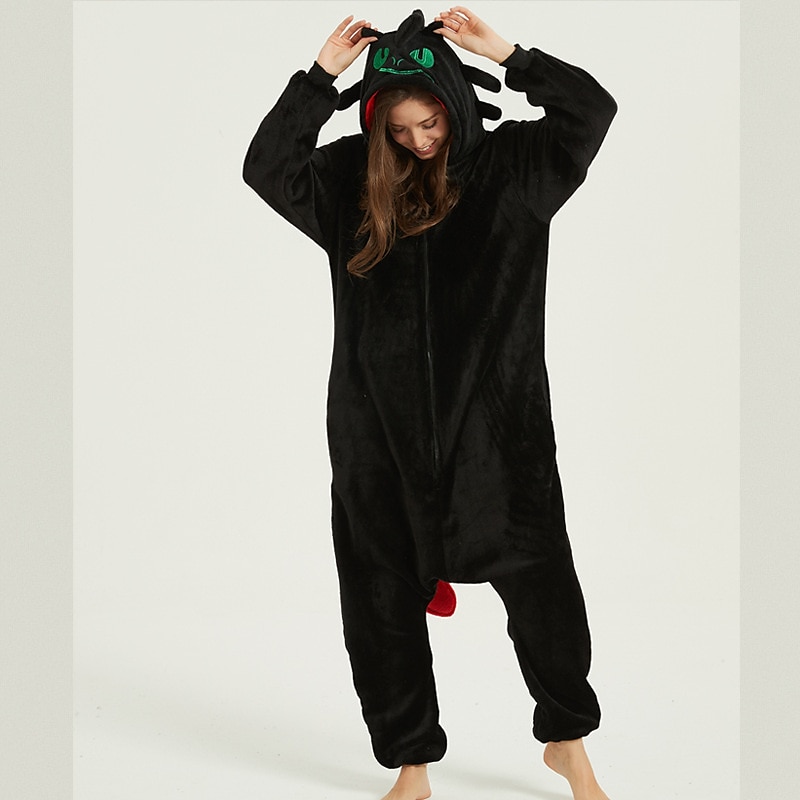 Adults' Animal Nightwear Onesie Costume Carnival Costume Dragon Onesie Pajamas Kigurumi Pajamas Funny Costume For Men and Women Christmas Carnival Cartoon4