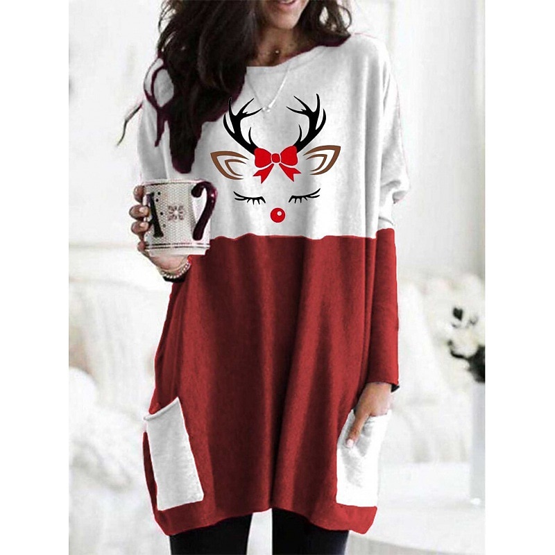 Christmas Snowman Reindeer T-shirt Sweatshirt Pullover Adults' Women's Oversized Dailywear Christmas Christmas Carnival Easy Carnival Costume
