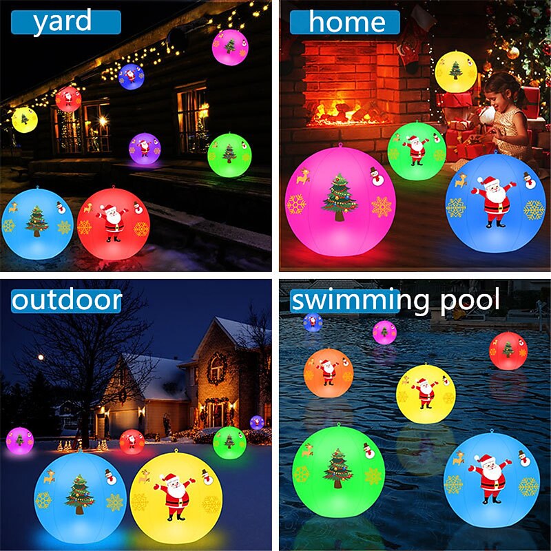 Christmas Floating Pool Lights with Remote Control Air Pump, Huge Large Christmas Ornaments Outdoor Color Changing Ball Lights for Swimming Pool, Christmas Ornaments Decor Garden Lights 1/2pcs3