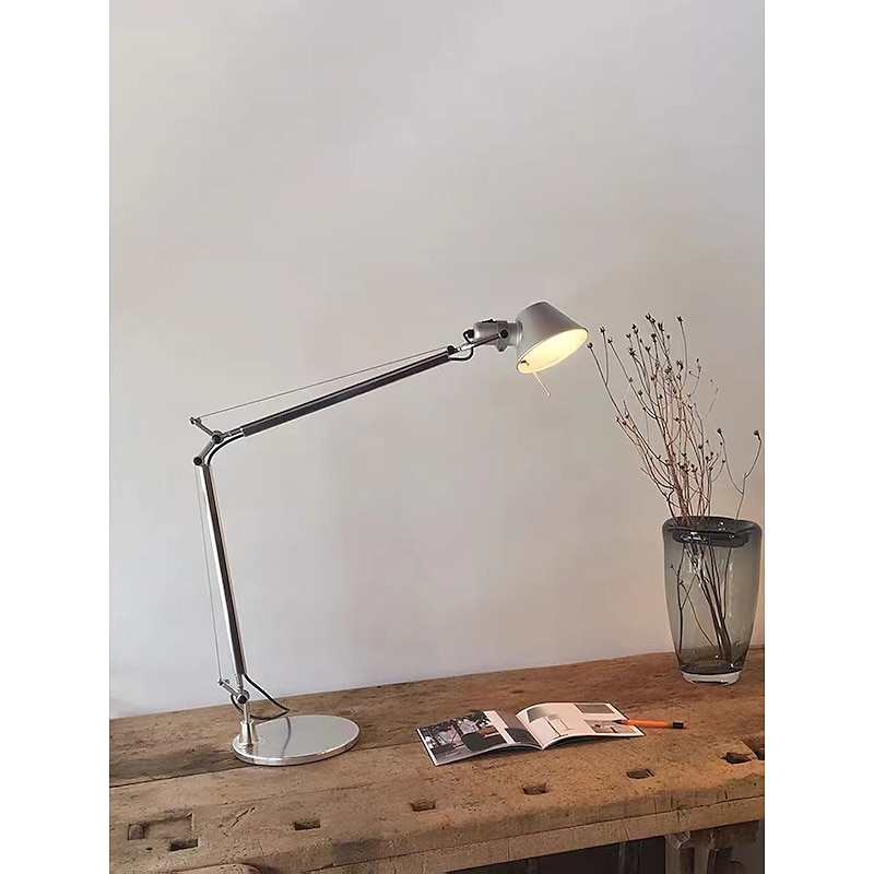 Swing Arm Table lamp LED Silver Table lamp for Desktop Aluminium E27 Flexible Adjustable Eye Care Study Office Table lamp3