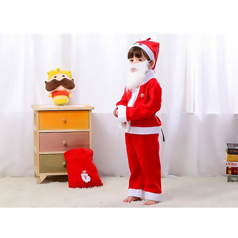 Santa Claus Santa Suits Boys' Girls' Christmas Kid's Christmas Christmas Eve Christmas Party Top Pants Belt Hat2
