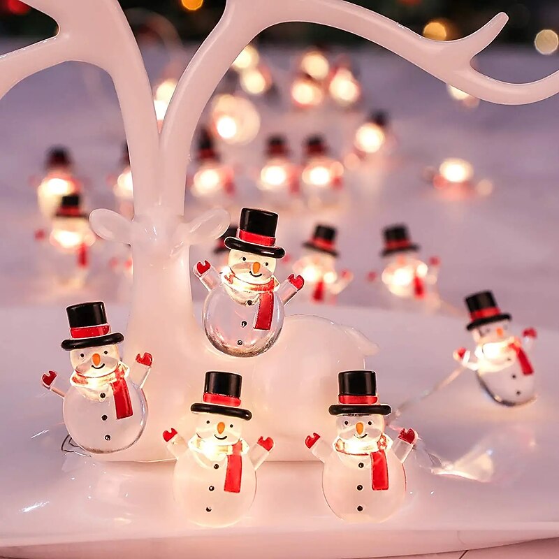 Christmas Santa String Lights Snowman Bells Candy Lights Decor LED Fairy String Lights 3M-30LEDs 2M-20LEDs Battery Powered Christmas Tree Garden Home Party Atmosphere Decoration3