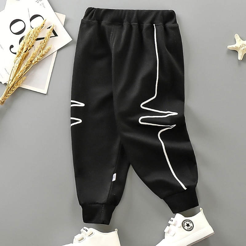 Kids Boys Sweatpants Trousers Solid Color Pants School Cotton Sports Daily Black Navy Blue Dark Gray3