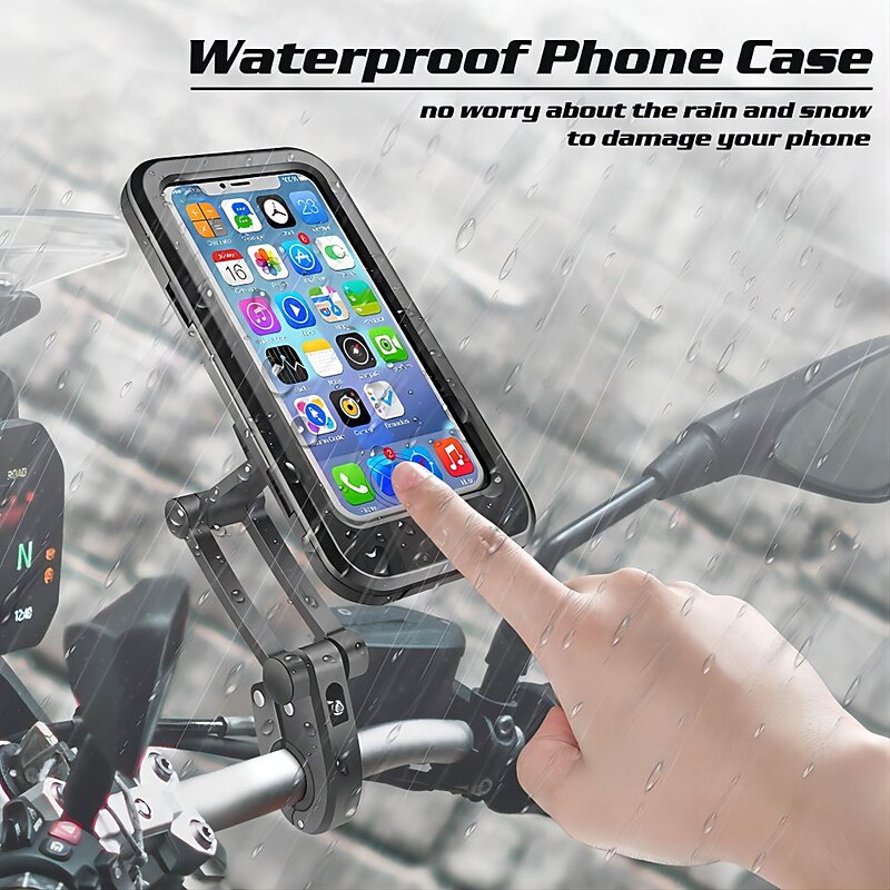 Waterproof Bike Phone Mount Cell Phone Holder for Motorcycle - Bike Handlebars 360 Adjustable Universal Motorcycle Phone Mount Bike Phone Holder with TPU Touch-Screen2