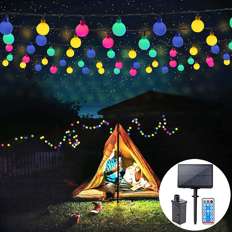 Outdoor Globe String Lights Solar/Plug in Remote Control 10M 20M 30M 40M 50M Party Holiday String Lights Creative String Lights Holiday 1set3