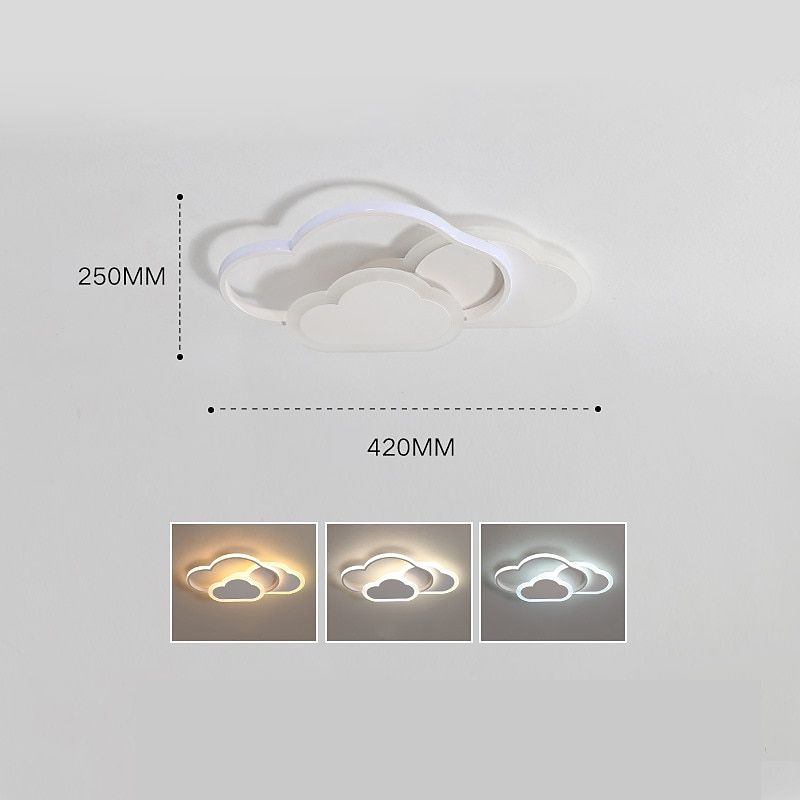 LED Ceiling Lights Color Clouds Shaped Dimmable Children Room Flush Mount Ceiling Lamp Metal Wooden Baby Room Lighting Fixture for Boy's Girl's Room Kid's Bedroom 110-220V(17.6")2