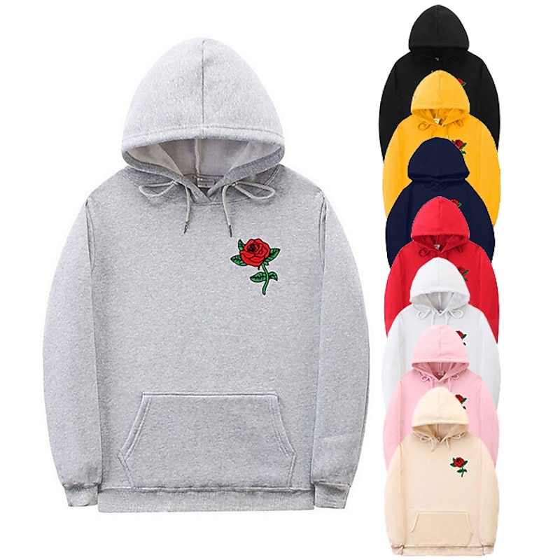 Men's Floral Print Long Sleeve Sweatshirts  Hooded Vintage Cool Casual Winter Black White Yellow Clothing Apparel Designer Plus Size S M L XL 2XL 3XL