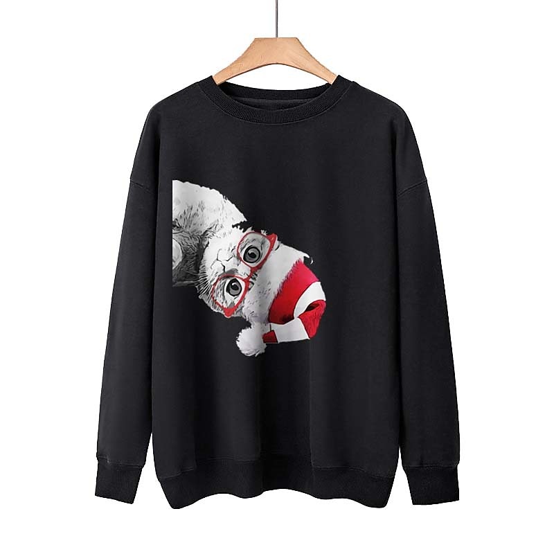 Christmas Cat Ugly Christmas Sweater / Sweatshirt Hoodie Pullover Adults' Women's Christmas Cosplay Christmas Christmas Carnival Masquerade Easy Carnival Costume - Main Image