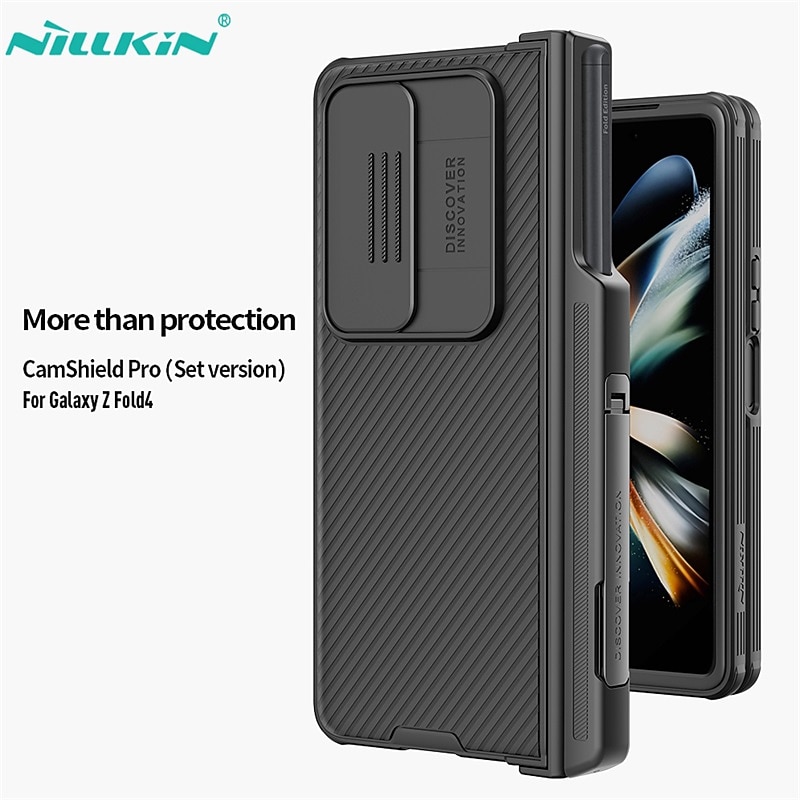 Phone Case For Samsung Galaxy Z Fold 4 Back Cover Pencil Holder Camera Lens Protector Kickstand TPU2