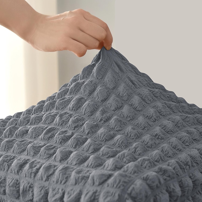 Spandex Seersucker Ottoman Slipcover,Burgundy Stretch Rectangle Footstool Cover, Washable Removable Covers for Storage Ottoman, High Spandex Protector for Foot Rest Stool4