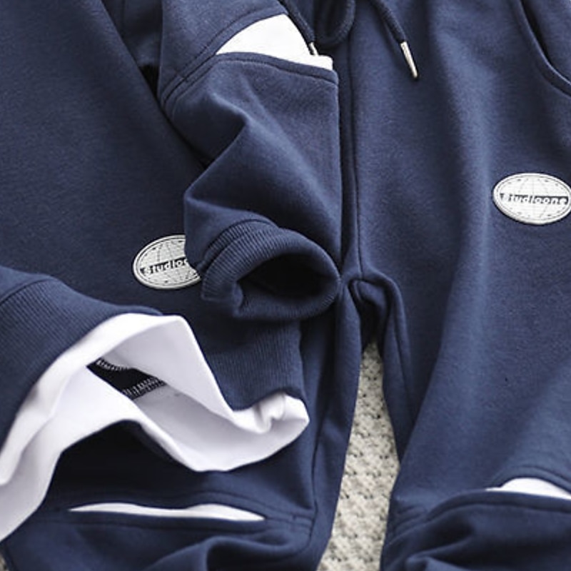 Boys 3D Solid Color Hoodie & Sweatpants Set Clothing Set Long Sleeve Fall Winter Daily Casual Kids 4-13 Years Vacation Regular Fit4