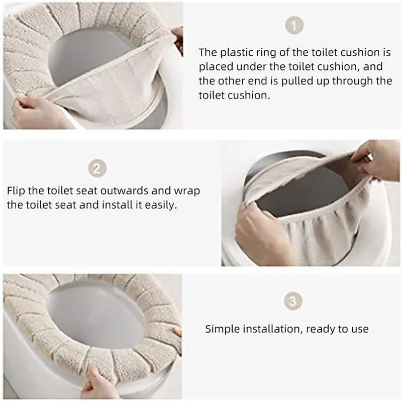 Soft Toilet Seat Cover Pads Thicker Warmer Stretchable Washable Cloth Toilet Fits All Oval Toilet Seats2