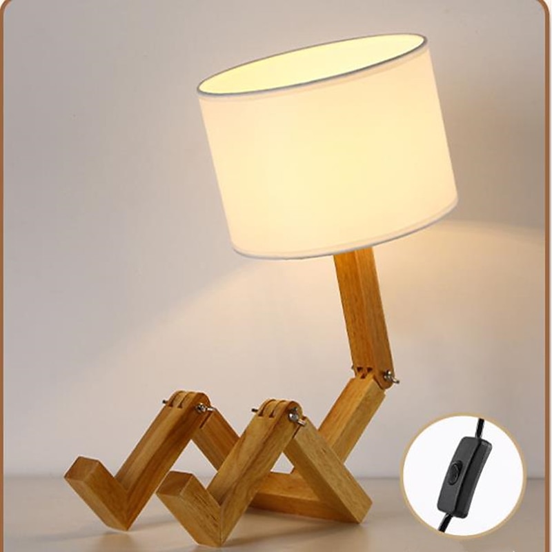 Table Lamp Creative Wooden, Bedroom Study Table Lamp, American Small Table Lamp, Night Light with Lighting3