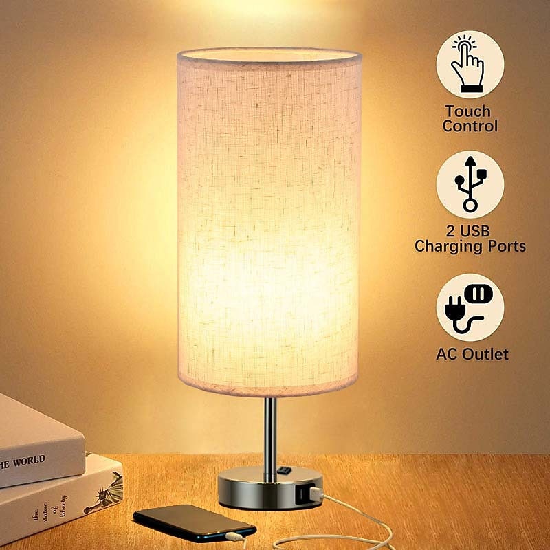 Bedside lamps with USB Charging Port Touch Sensor for Bedroom Reading Room Eye Protection  Modern Contemporary Nordic Style3