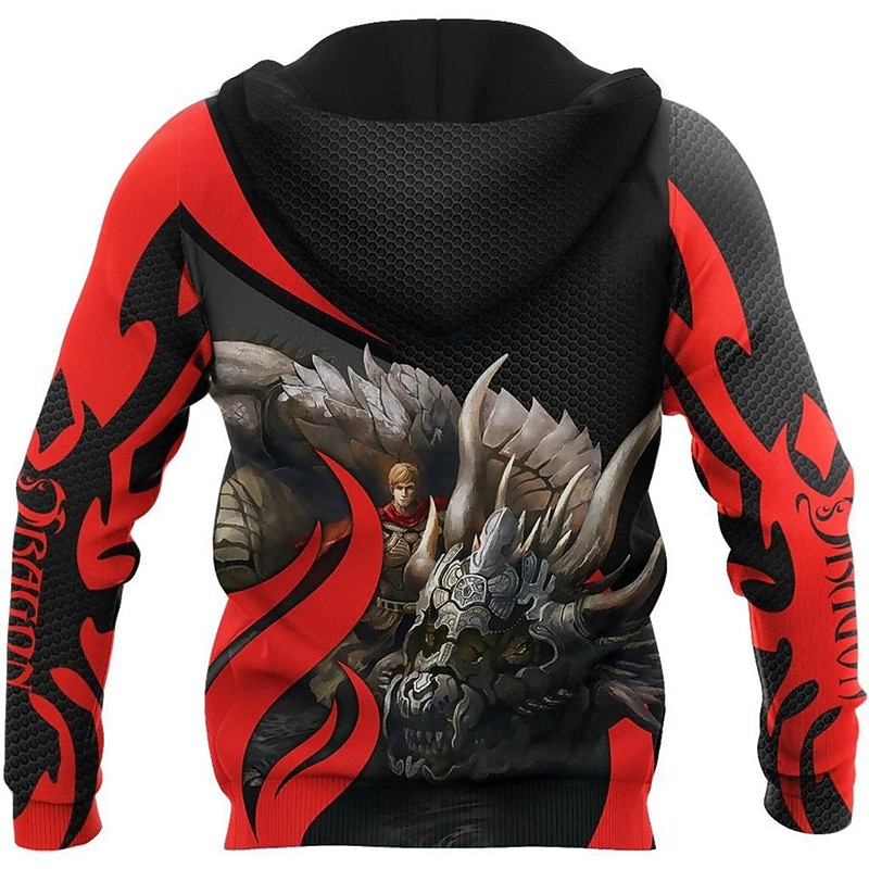 Men's Dragon Graphic Prints Hoodie Hoodies Sweatshirt Streetwear Designer Long Sleeve Hooded Daily Sports Yellow Red Print Spring &  Fall Designer2