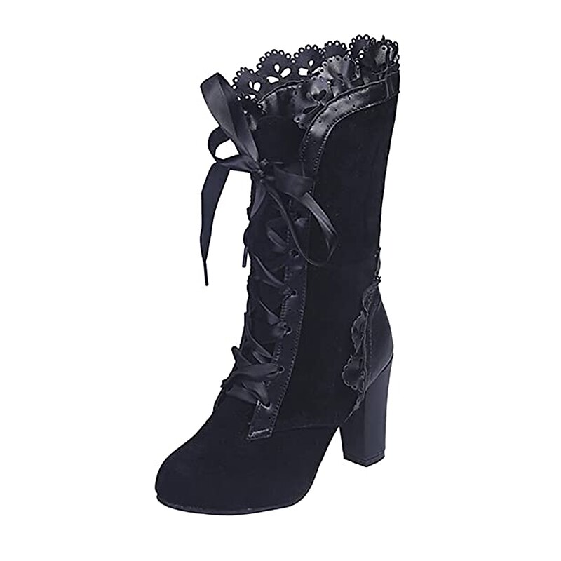Women's Gothic Lace-Up High Heel Boots – Victorian Lolita Steampunk Booties for Cosplay, Halloween, or Vintage Parties4