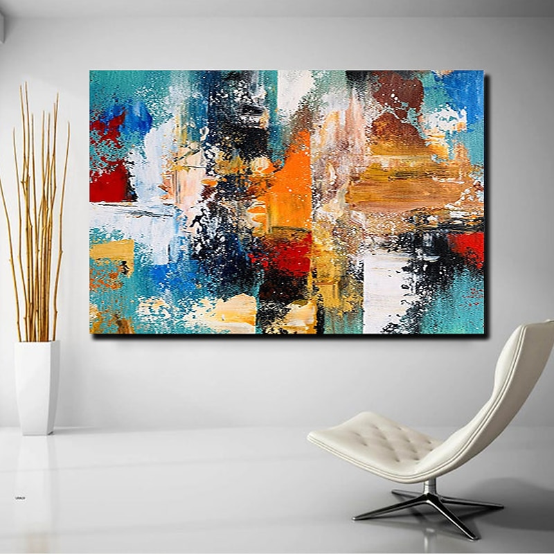 Handmade Oil Painting  canvas Wall Art Decoration  Abstract Knife Painting  Blue Landscape For Home Decor Rolled Frameless Unshi Painting3