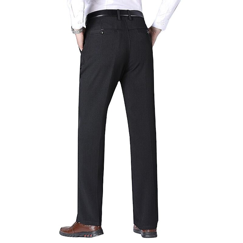 Men's Dress Pants Fleece Pants Winter Pants Trousers Casual Pants Pocket Plain Comfort Warm Wedding Office Business Chic & Modern Formal Black Deep Blue Micro-elastic4