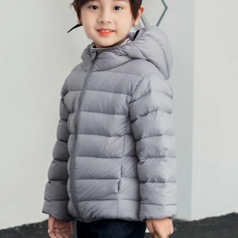 Kids Boys' Down Coat Outerwear Solid Color Long Sleeve Coat School Adorable Black Yellow Pink Fall Winter 7-13 Years3