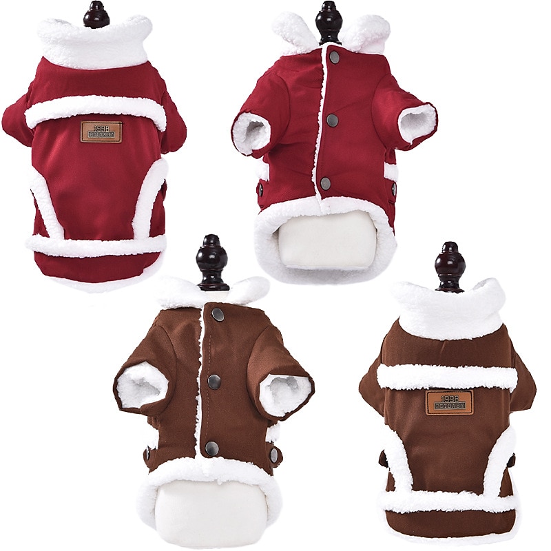 Dog Cat Coat Jacket Vintage Adorable Stylish Leisure Winter Warm Soft Washable Comfortable Outdoor Casual Daily Walking Dog Clothing for Bichon Frise Pomeranian Baby Pet Papillon Small2