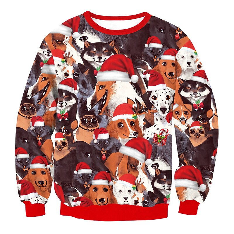 Christmas Dog Sweatshirt Pullover Funny Christmas Sweatshirt Anime 3D Print 3D Graphic For Couple's Men's Women's Adults' Christmas Carnival Masquerade 3D Print2