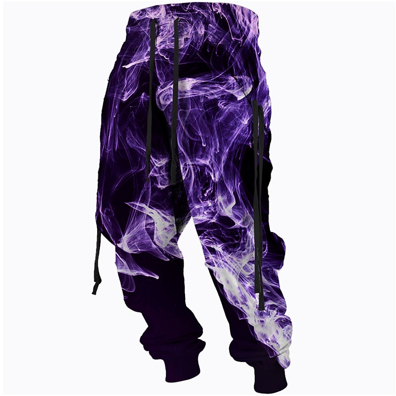 Men's Sweatpants Joggers Trousers Drawstring Elastic Waist 3D Print Graphic Prints Comfort Breathable Sports Outdoor Casual Daily Cotton Blend Terry Streetwear Designer Light Green Purple2