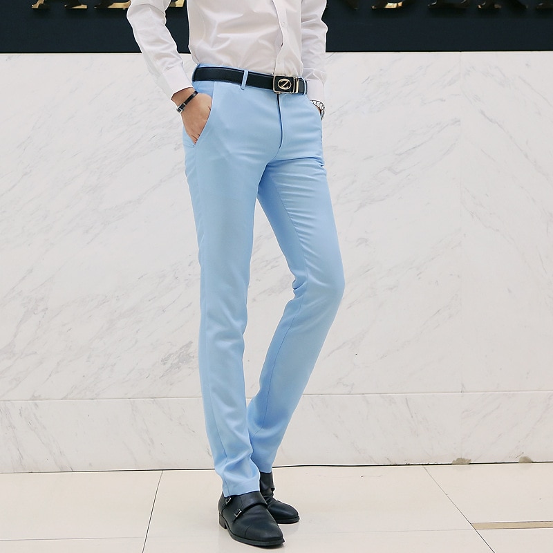 Men's Dress Pants Trousers Chinos Casual Pants Straight Leg Plain Comfort Breathable Full Length Wedding Fashion Casual White Khaki Micro-elastic3