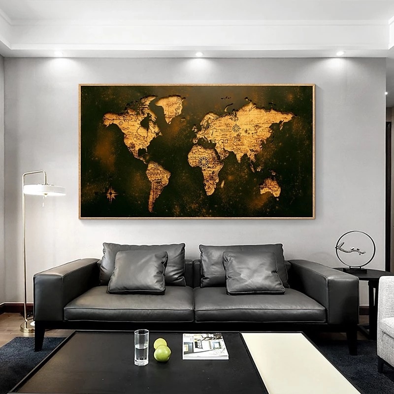 World Map Prints Wall Art Modern Picture Home Decor Wall Hanging Gift Rolled Canvas Unframed Unstretched3