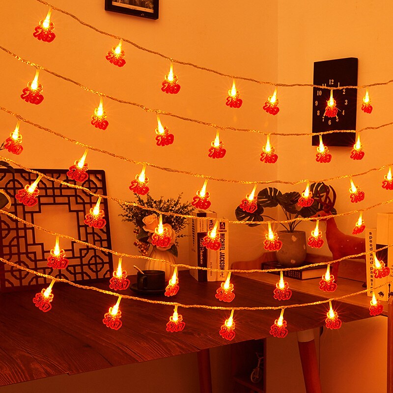 Red Lantern String Lights 6M 40LED Happy New Year Decor Chinese Knot Lights String Wedding Decorations Chinese Spring Festival Decor2
