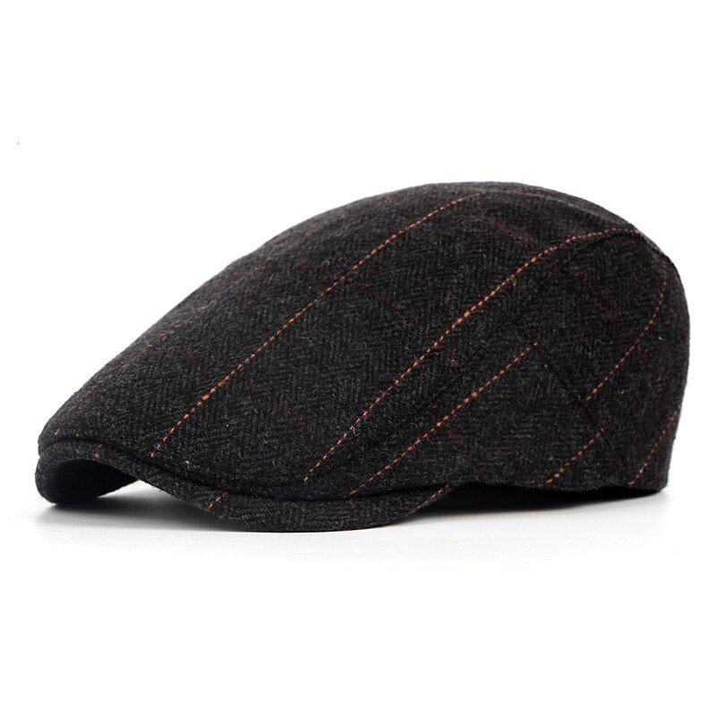 Men's Flat Cap Tweed Cap Black Coffee Cotton Beaded Splice Simple Chic & Modern Retro Street Dailywear Weekend Stripe Portable Comfort Fashion2